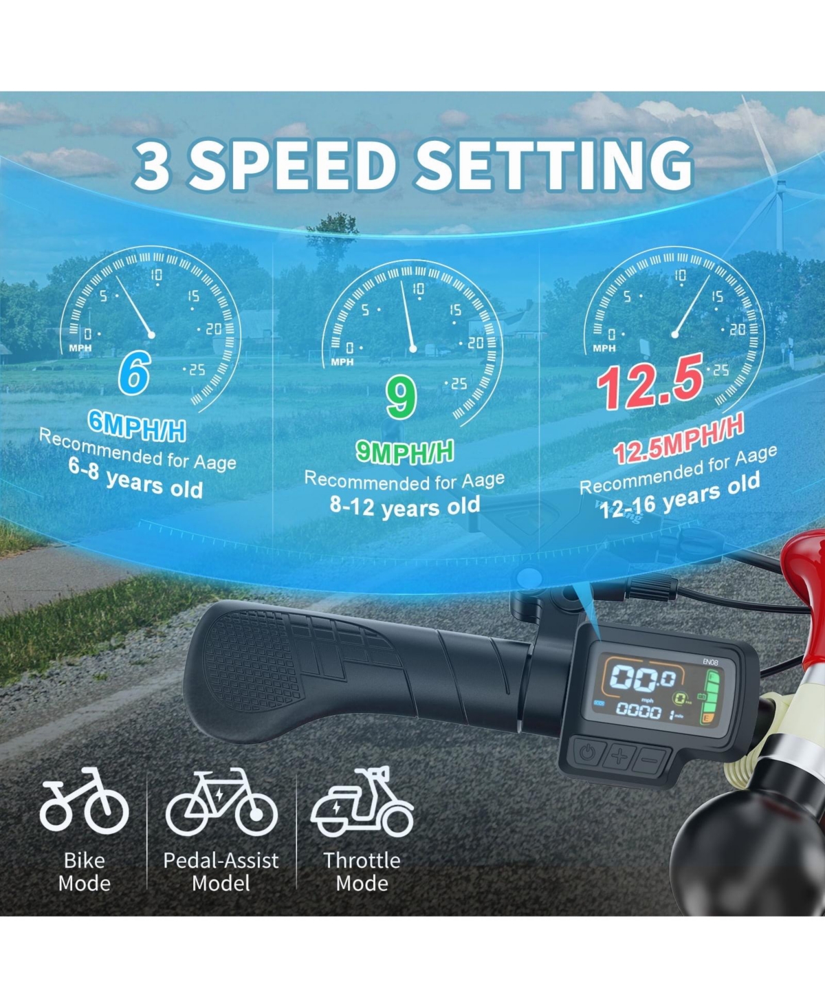 Mooncool CD1 250W Electric Youth Trike 16" x 3.0" Wheel