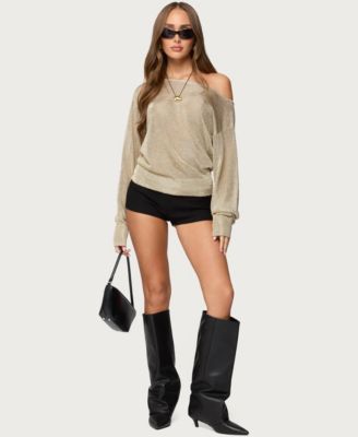 Women's Charlo Off Shoulder Shiny Knit Top
