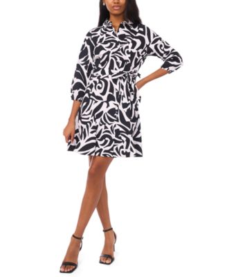 Women's Tie Waist Collared Neck Short Dress