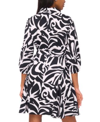 Women's Tie Waist Collared Neck Short Dress