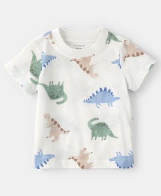 Carter's Baby Boys' Dinosaur Short-Sleeve T-Shirt and Spiked Shortall, 2-Piece Set