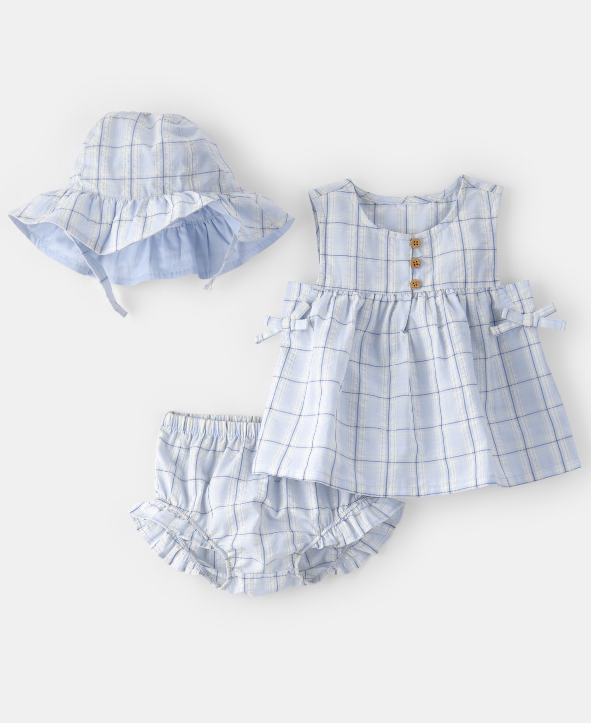 Carter's Baby Girls' Gingham Pull-On Dress, Hat and Diaper Cover, 3-Piece Set