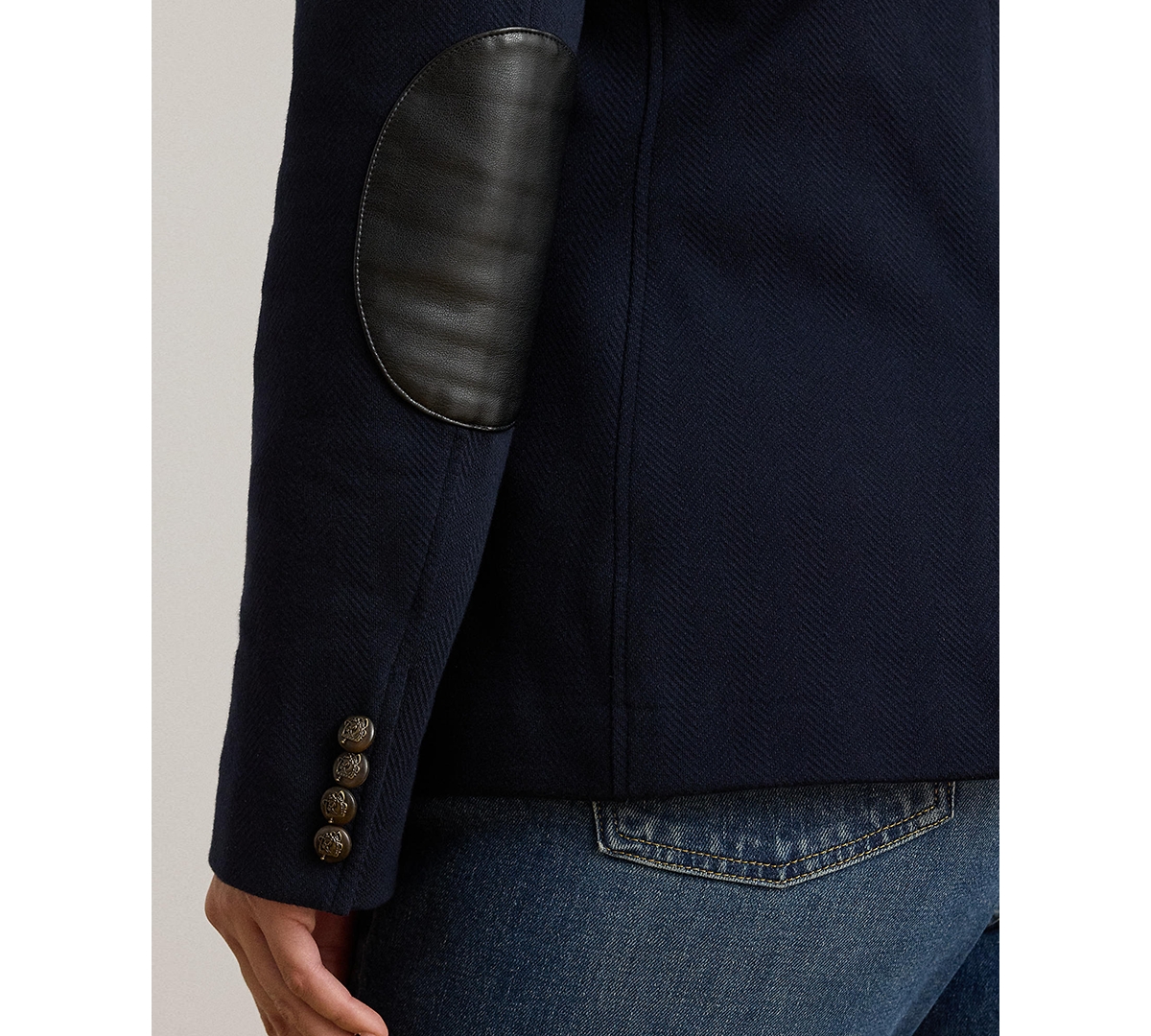 Lauren Ralph Plus Cotton Herringbone Jacquard Blazer