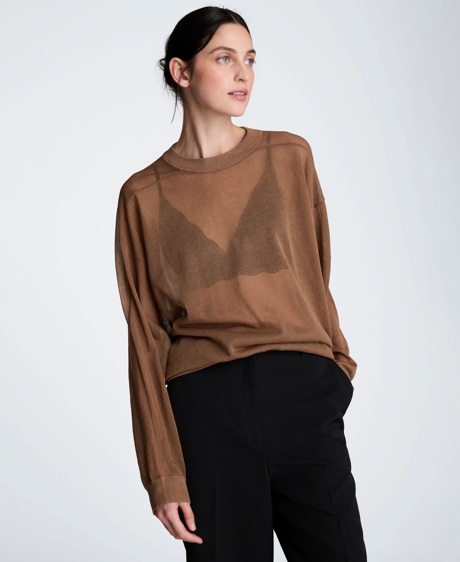 Women's Oversized Sheer Crewneck Sweater