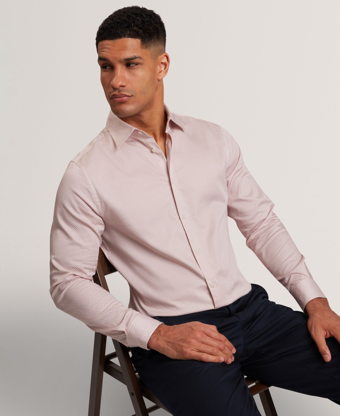 Мужская рубашка Ted Baker Olweno Long-Sleeve Shirt, цвет: Розовый — фото 3