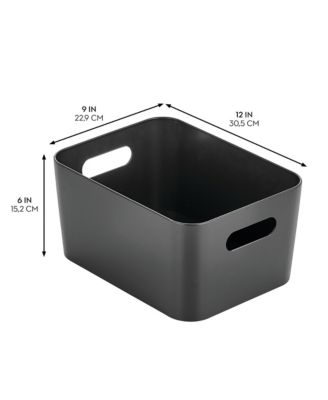 Metal Storage Bin with Handles - Set of 2 - Black