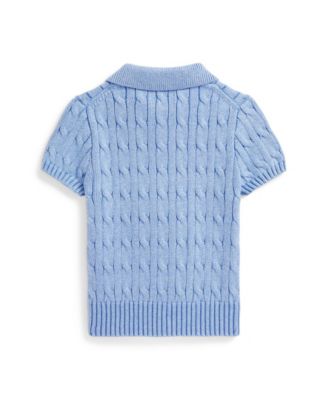 Boys' 2-7 Cable-Knit Cotton Polo Sweater