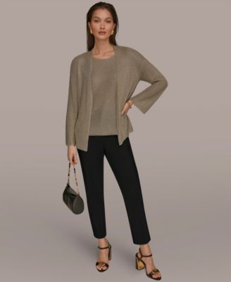 Women's Metallic V-Neck Long-Sleeve Cardigan