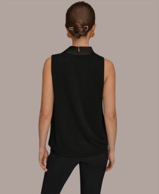 Women's Sleeveless Twist-Front Drape Blouse