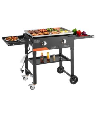 2-Burner Propane Gas Griddle, 28", Foldable Flat Top w/ Wheels, 30,000 BTU, Pulse Ignition, Outdoor