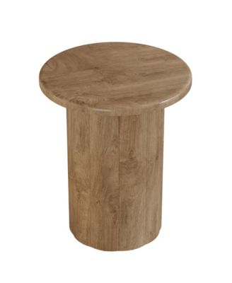 Round Side Table for Living Room Set of 2, Farmhouse Small End Table with Fluted Base, 20-Inch Rustic Brown Nightstand, Accent Furniture