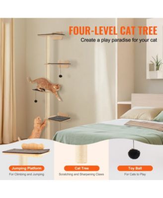 4-Piece Wall-Mounted Pine Wood Cat Shelf Set, Holds up to 40 lbs