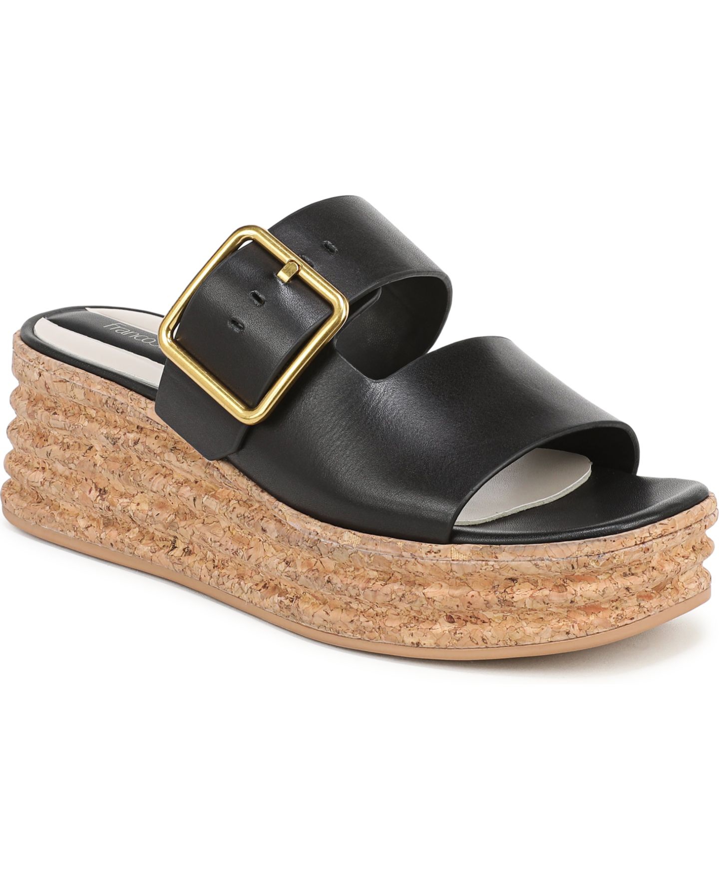 Женские сандалии Franco Sarto Taziana 3 Open Toe Espadrille, цвет: Чёрный кожаный — фото 1