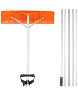 Snow Roof Rake, 25" Plastic Blade, Up to 21 ft Reach, Aluminum Handle, Non-Slip Grip, Roof/Car Debris Removal