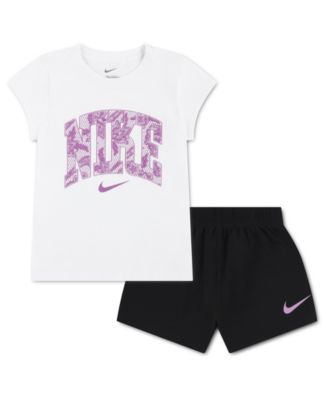 Girls' 4-6X Lace It Up Crewneck T-Shirt and Mesh Shorts, 2-Piece Set