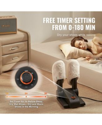 Shoe Dryer, Foldable 2-Tube Boot Dryer w/ Timer, Heated Blower, V0 Flame-Retardant, Portable