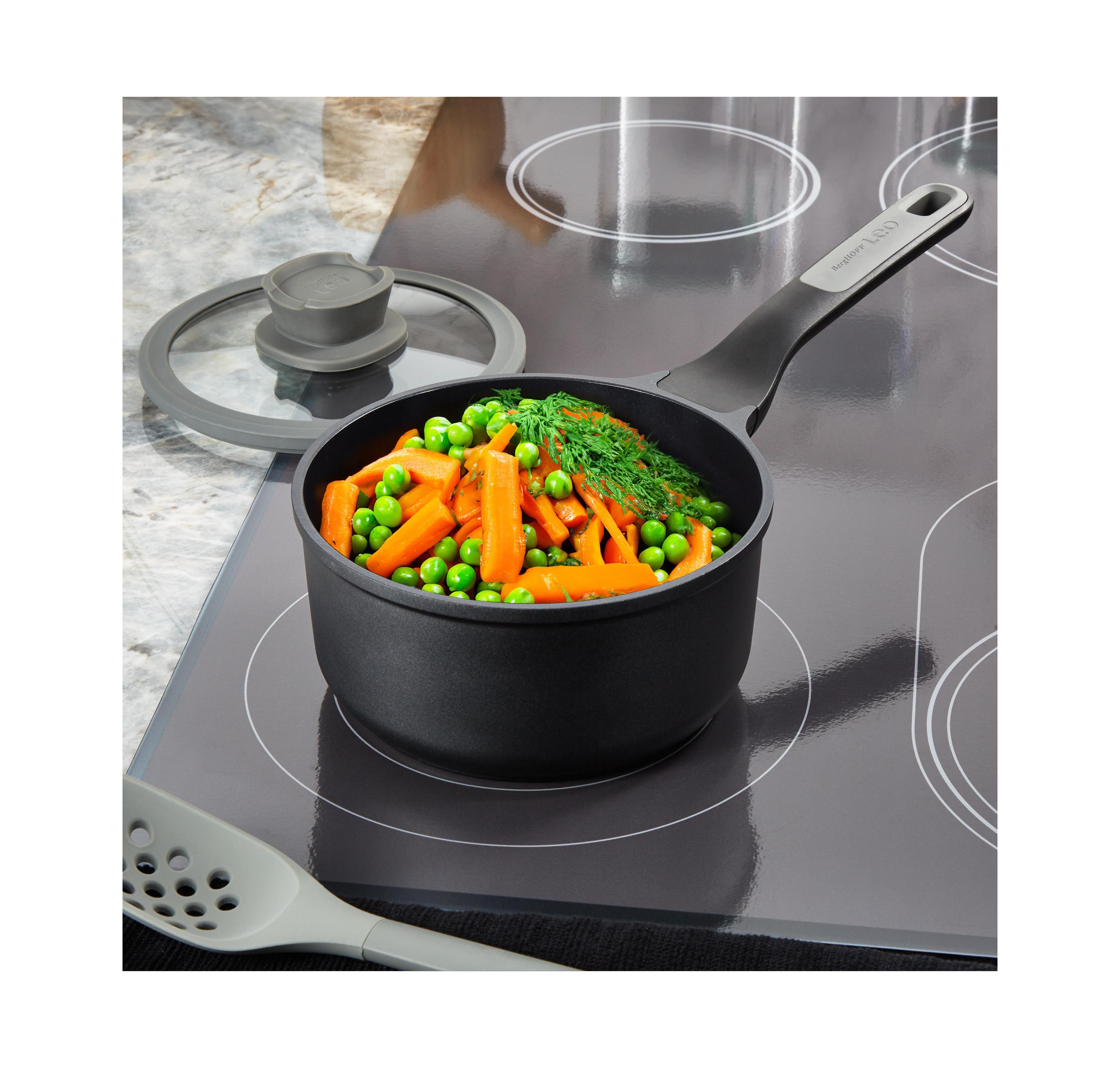 BergHOFF Leo Stone+ Nonstick Ceramic 7" Sauce Pan with Lid Recycled, 2.1qt