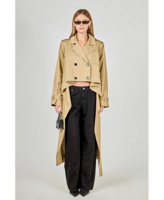 Women's High Low Hem Trench Coat