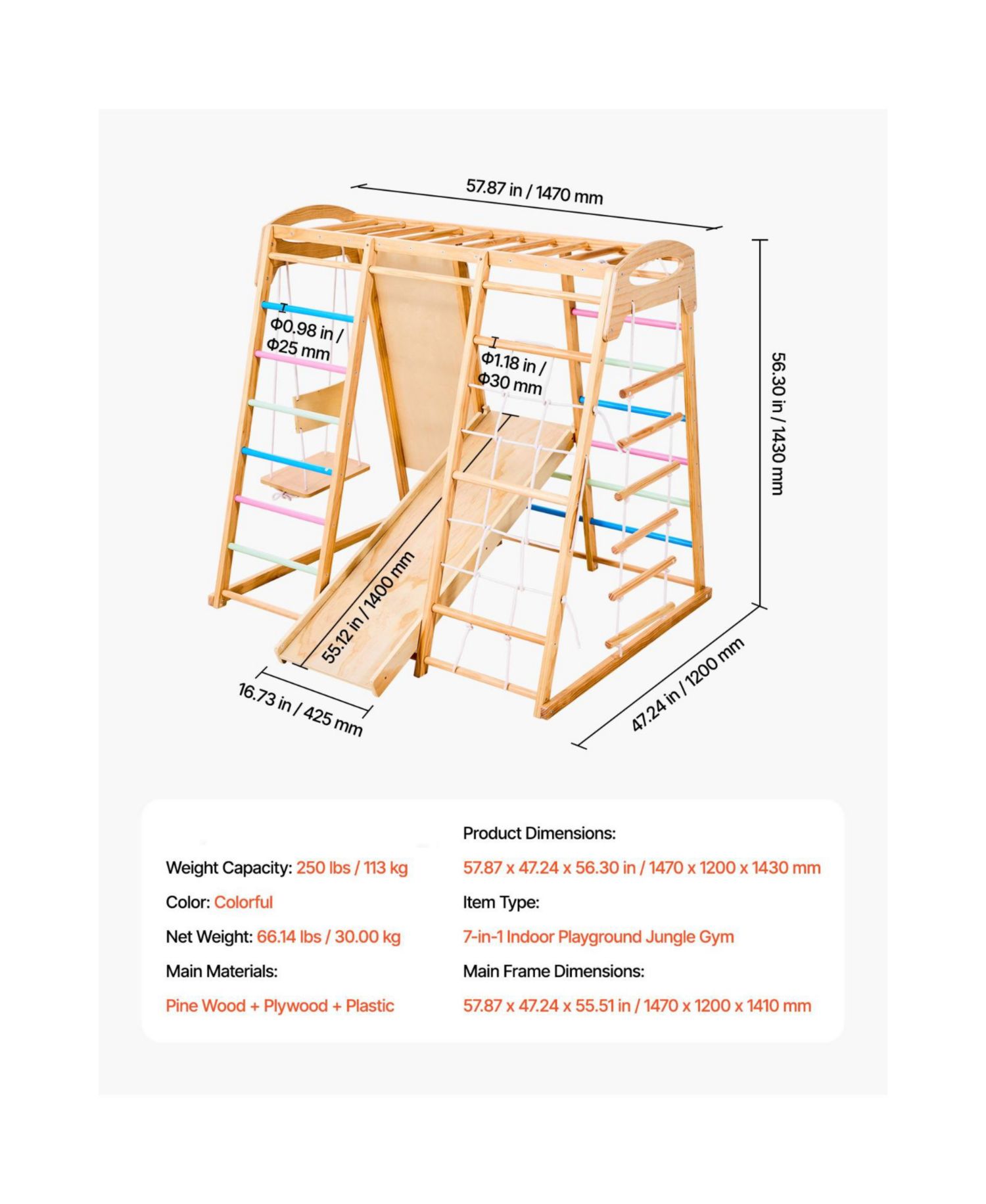 7-in-1 Wooden Jungle Gym