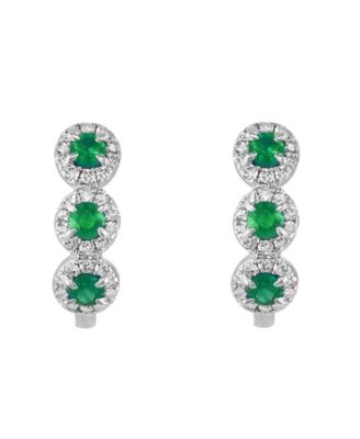 Sapphire (1/3 ct. t.w.) & Diamond (1/5 ct. t.w.) Oval Hoop Earrings in 14k Rose Gold (Also in White Gold and Yellow Gold)