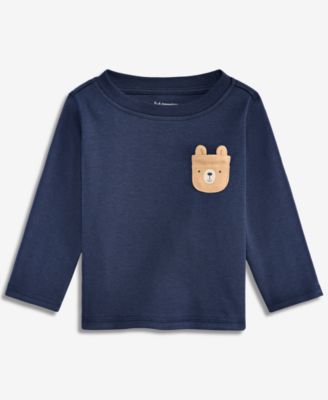 Boys' Toddler 2T-4T Long-Sleeve Bear-Pocket T-Shirt