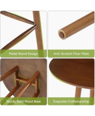 Solid Wood Bar Table, 39.37-Inch Round Bistro Table with Sturdy Frame