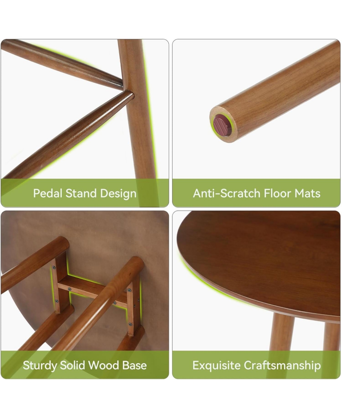 Tribesigns Solid Wood Bar Table, 39.37-Inch Round Bistro Table with Sturdy Frame