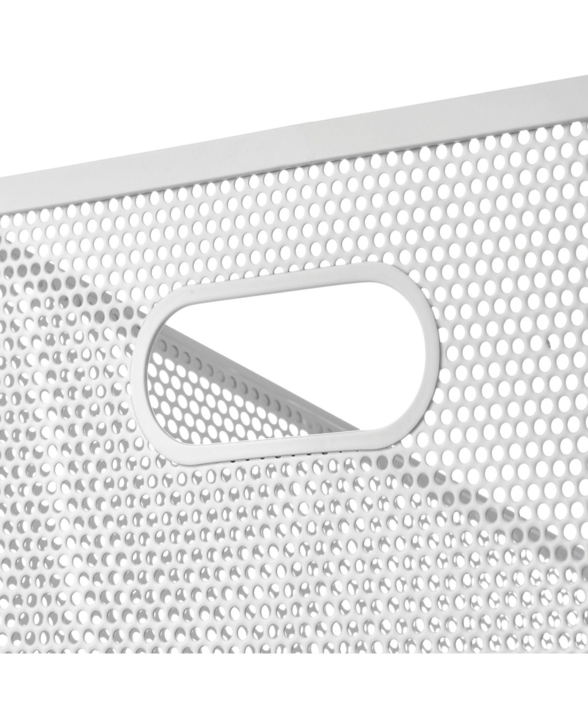 mDesign Perforated Metal Storage Bin with Handles for Pantry - Set of 2