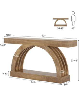 Entryway Table, 2-Tier Sofa Table Behind the Couch, Farmhouse Narrow Unique Arched Console Table