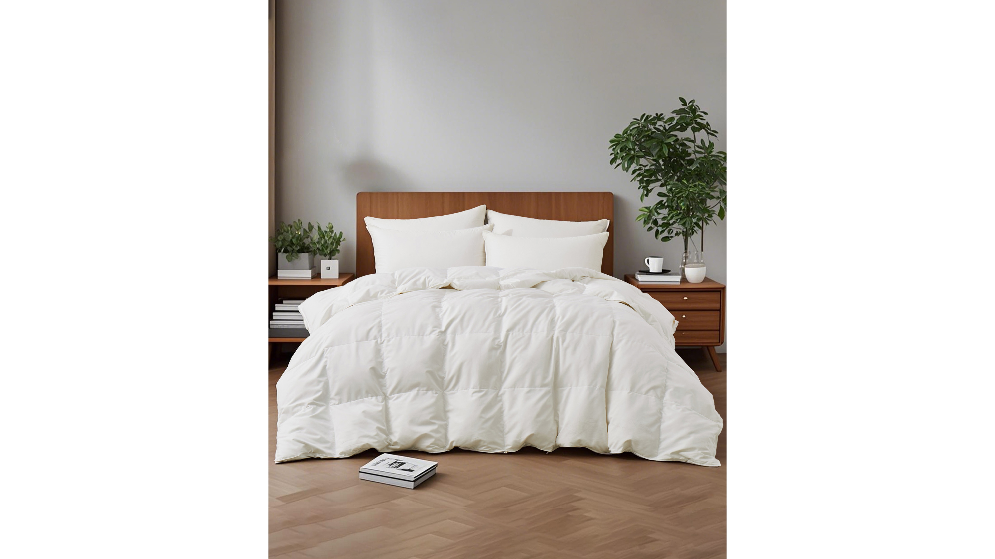 Unikome Goose Down Feather Fiber Comforter, Twin