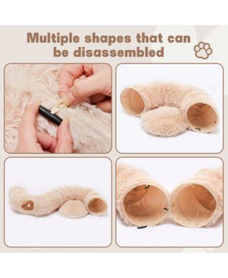 Beige Cat Tunnel with Cat Bed