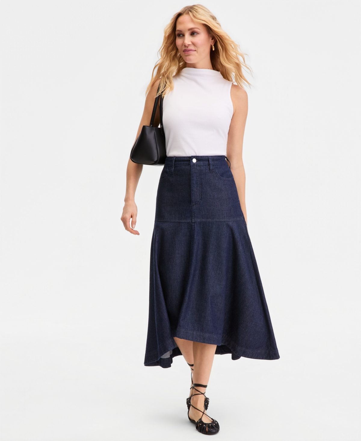 I.n.c. International Concepts Women's Denim Midi Skirt, Macy's Exclusive