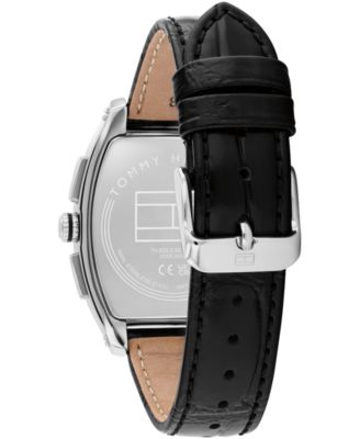 Men's Multifunction Black Leather Strap Watch, 36mm