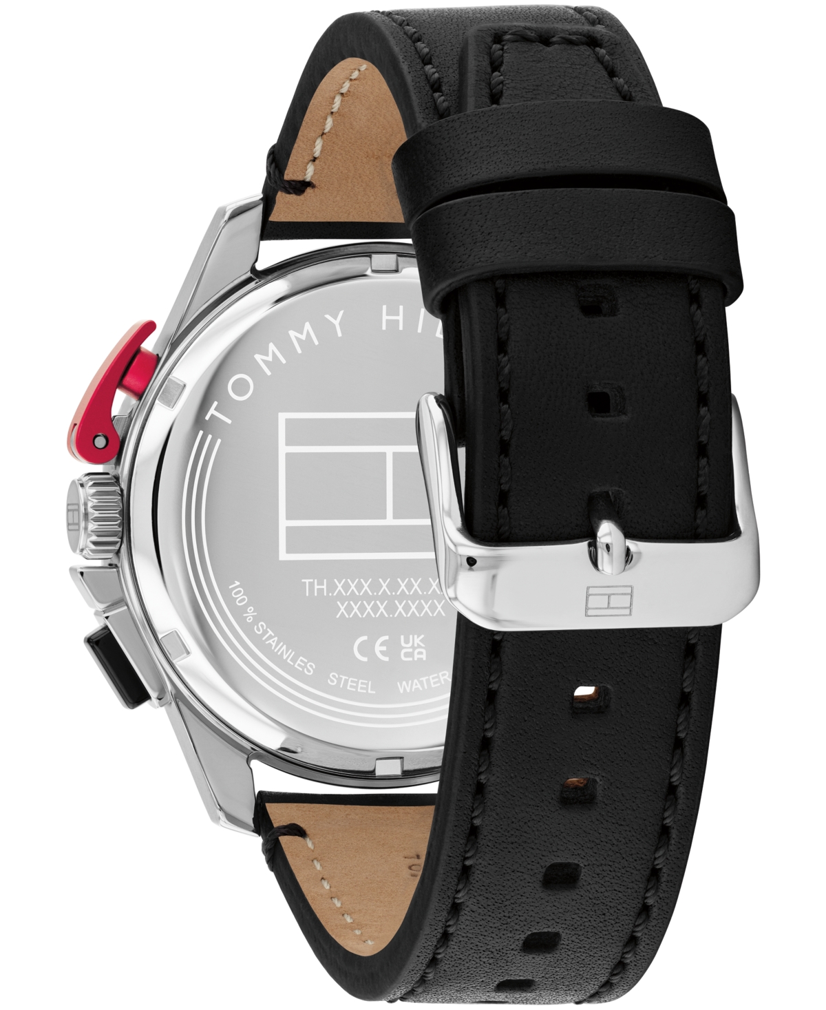 Tommy Hilfiger Men's Chronograph Black Leather Strap Watch, 44mm