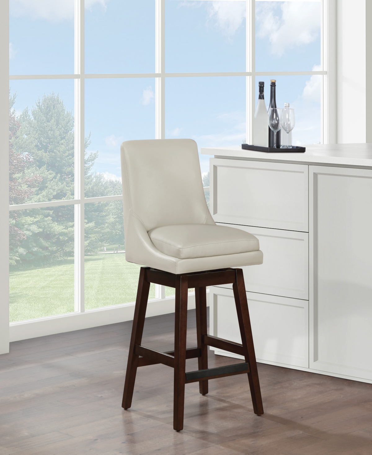 Osp Home Furnishings 27" Wood Allingham Swivel Counter Stool