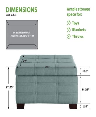 17.25" Leather Detour Strap Square Storage Ottoman