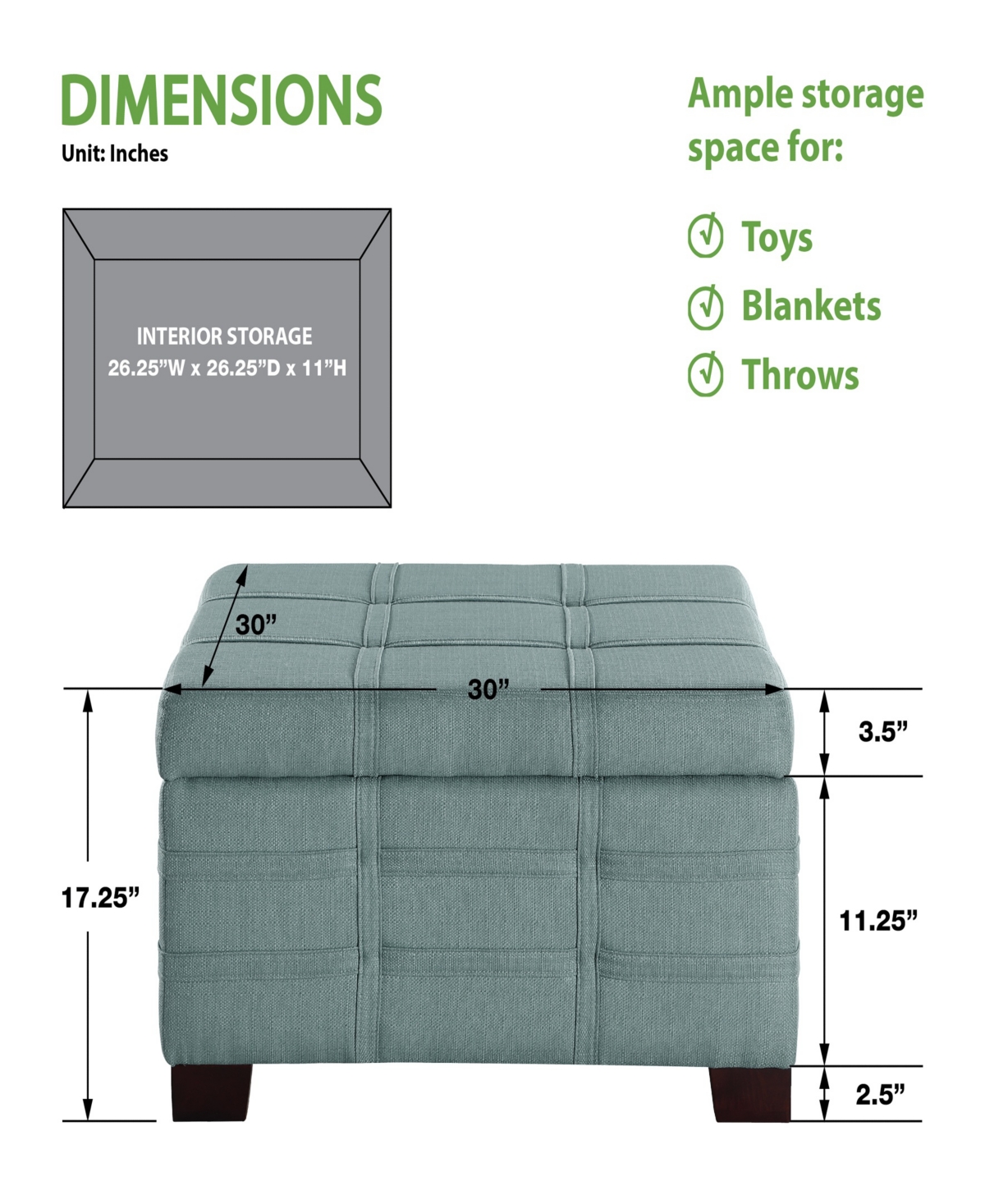 Osp Home Furnishings 17.25" Leather Detour Strap Square Storage Ottoman