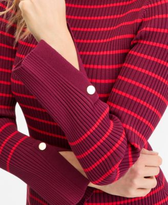 Women's Long Sleeve Boat Neck Rib-Knit Sweater