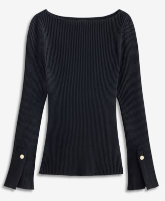 Women's Rib-Knit Split-Cuff Top