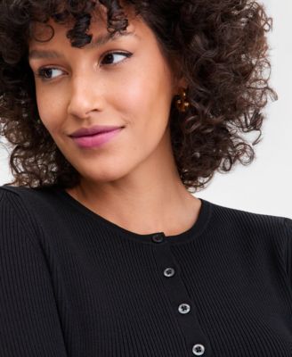 Women's Ribbed Crewneck Cardigan