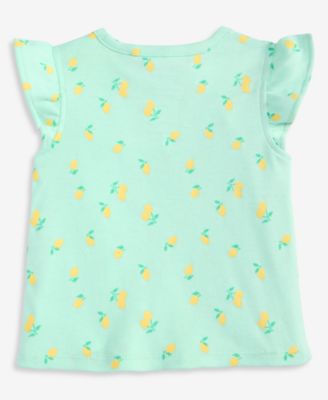 Girls' Toddler 2T-4T Lemon-Print Flutter-Sleeve T-Shirt
