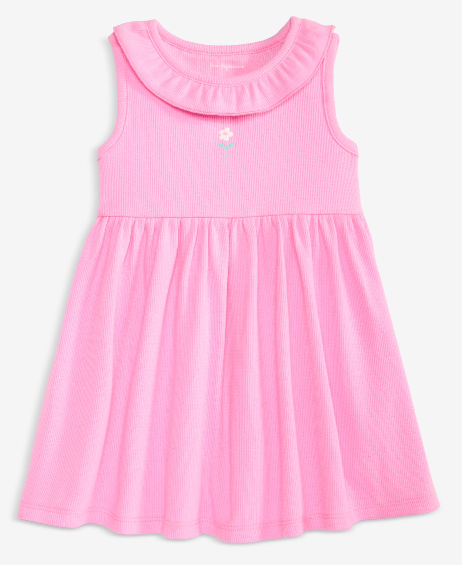 Baby Girls' 0M-24M and Toddlers 2T-4T Daisy-Embroidered Ribbed Dress