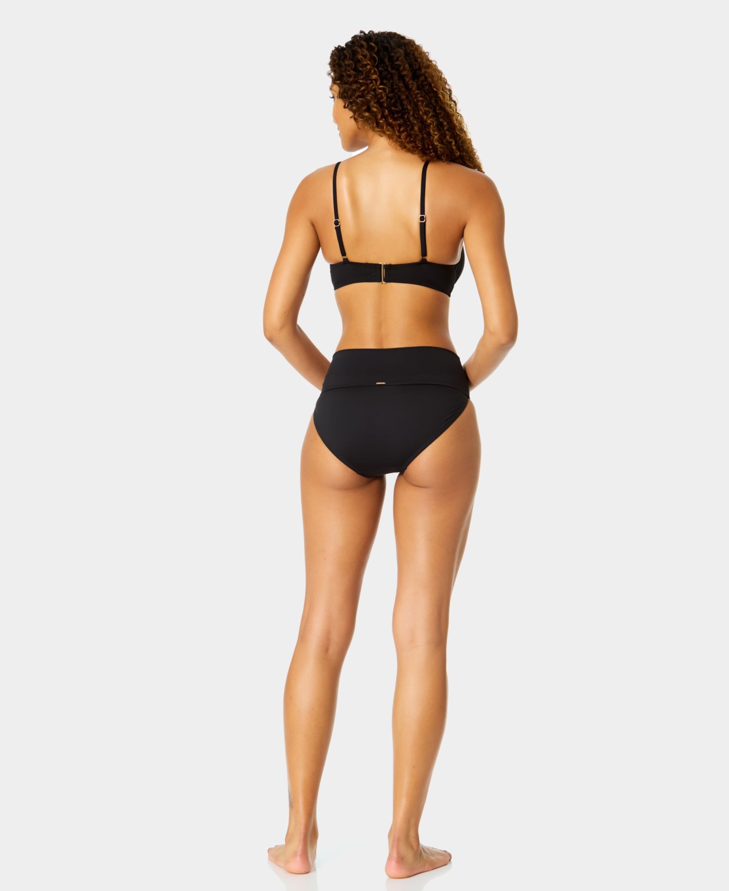 Women's V-Wire Elongated Underwire Bikini Top and High-Waist Bikini Bottoms