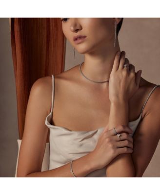 Sterling Silver 18k Gold Plated Cherie Tennis Necklace & Bracelet Set Dainty Duo