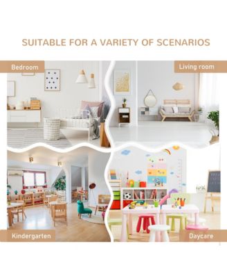 4-Piece Kids Table Set with 2 Wooden Chairs, 1 Storage Bench