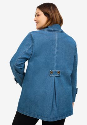 Women's Button Front Denim A-Line Jacket