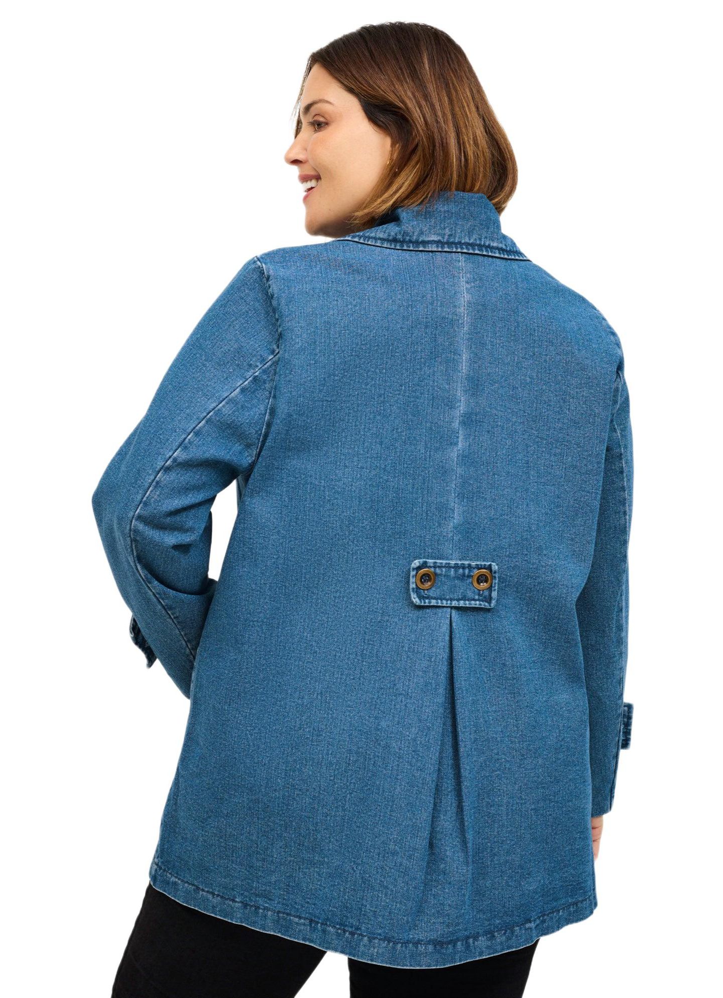 Женская куртка ellos Button Front Denim A-line, цвет: Стоунвош — фото 2