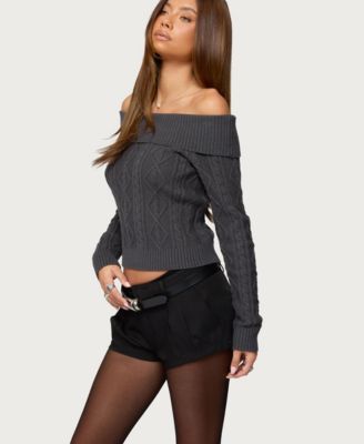 Women's Leta Off Shoulder Cable Knit Sweater