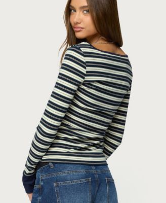 Women's Jaida Striped Henley Top