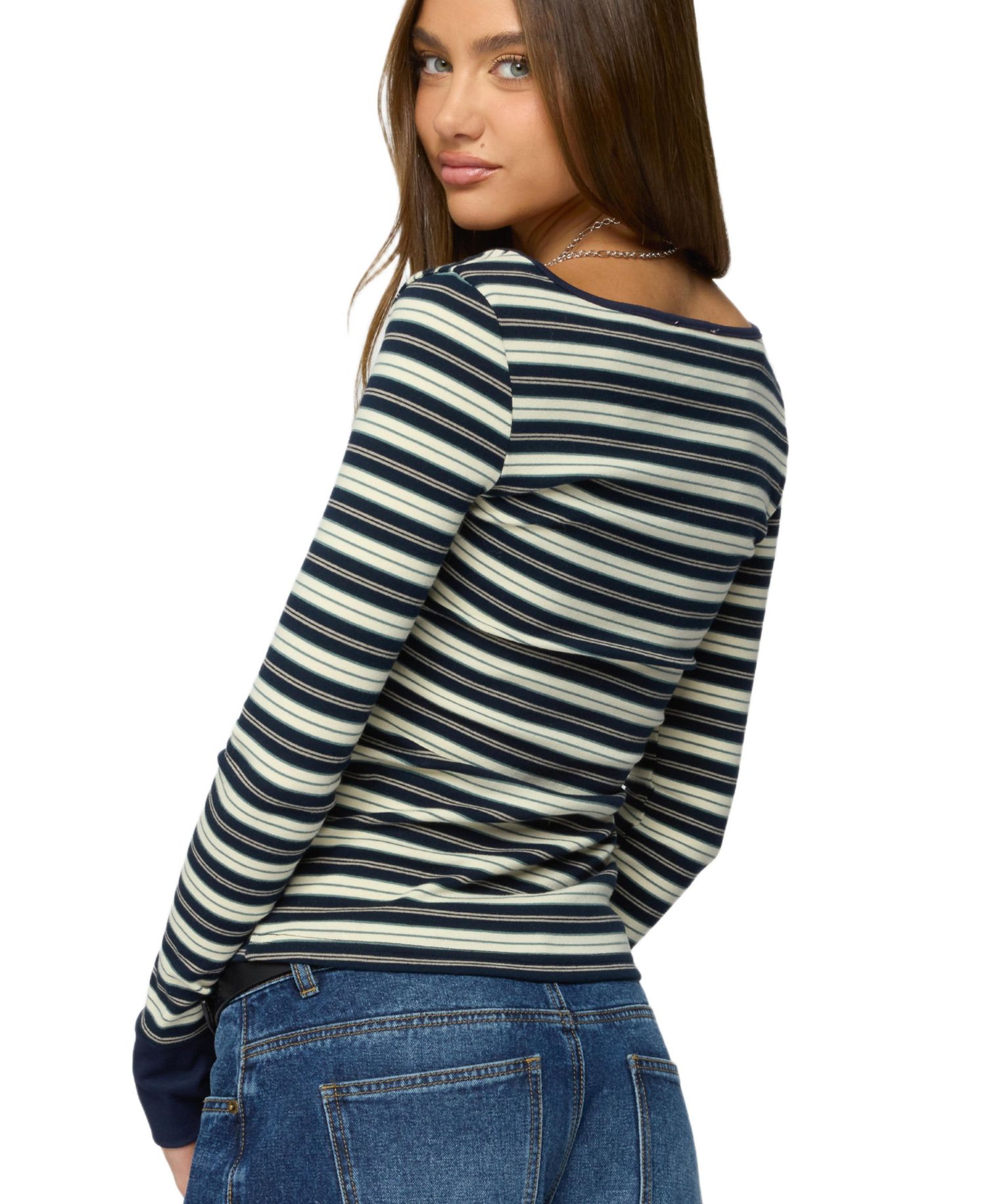 Women's Jaida Striped Henley Top